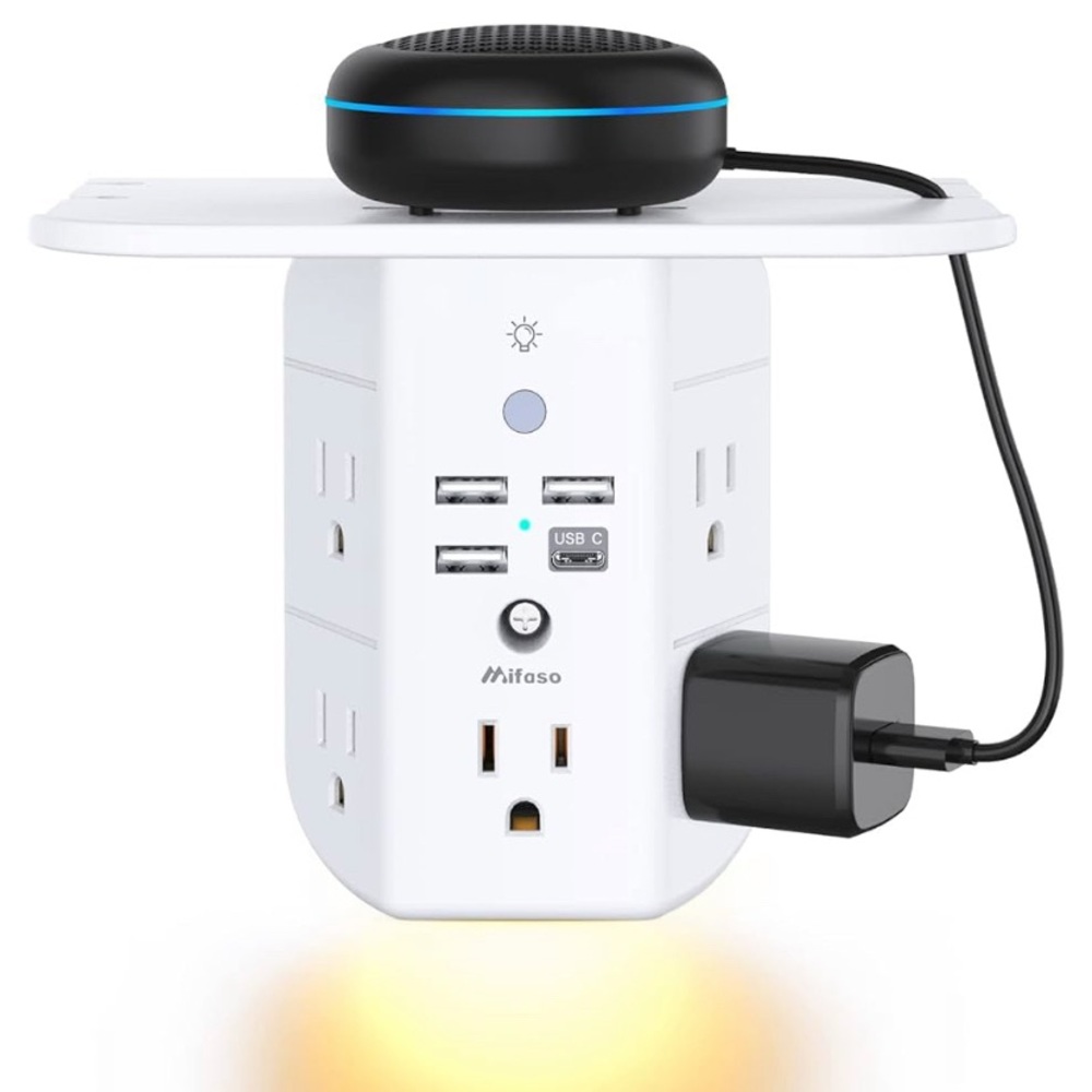 9 in 1 Mifaso White Power Strip with USB Ports and plugs
